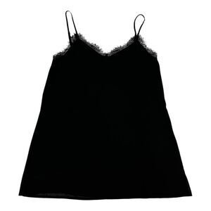 Lulus Women's Sleeveless Mesh Trim Tank Top Cami Black Size Large